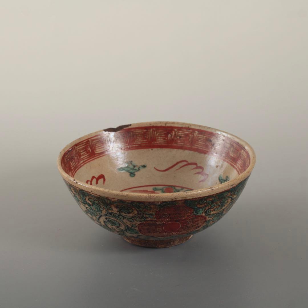 赤絵 茶碗 幕末〜明治 志手原焼 茶道具 古美術 古道具