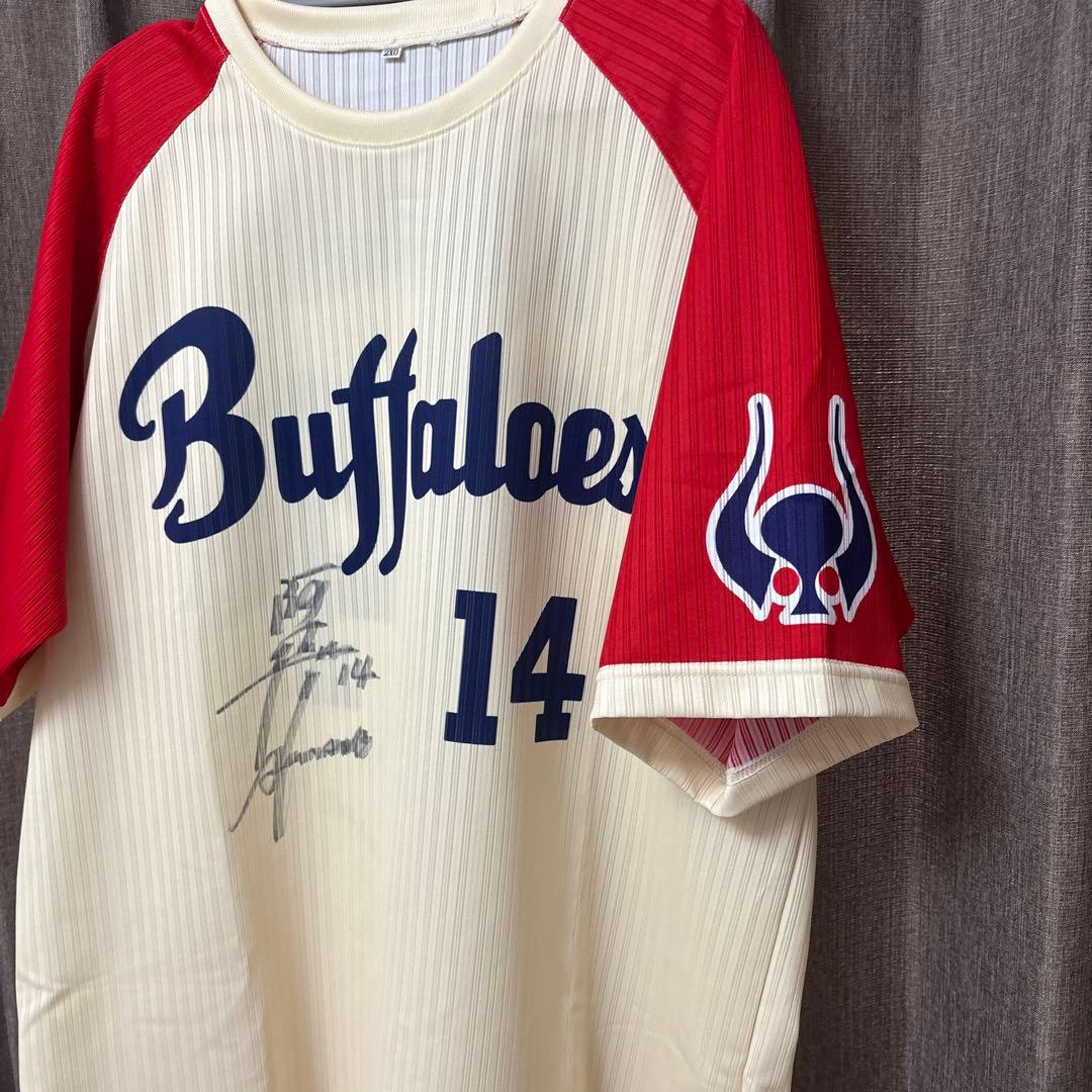 よ*ー様 最終値下げ 直筆サイン入り近鉄バファローズ阿波野14ユニフォーム