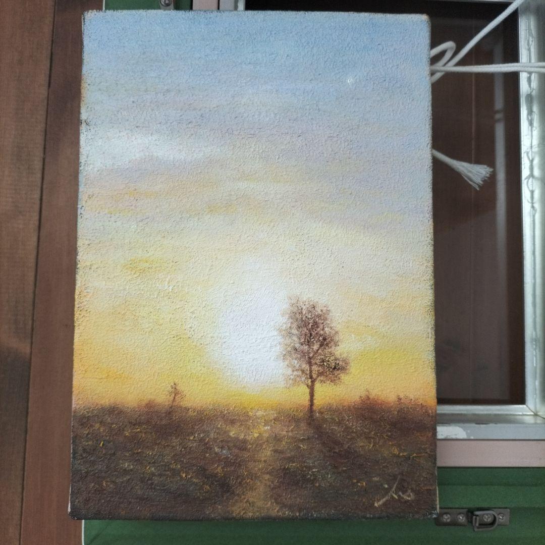 藤田高明　日に向う　2015　ミクストメディア　油彩画　心象風景　額縁付き