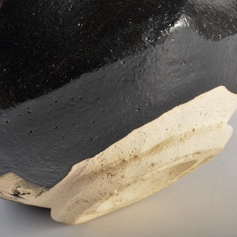 加藤唐九郎（一無斎）作　黒茶碗　銘「黎明」　仕覆付　共布　極め箱　D　R6974