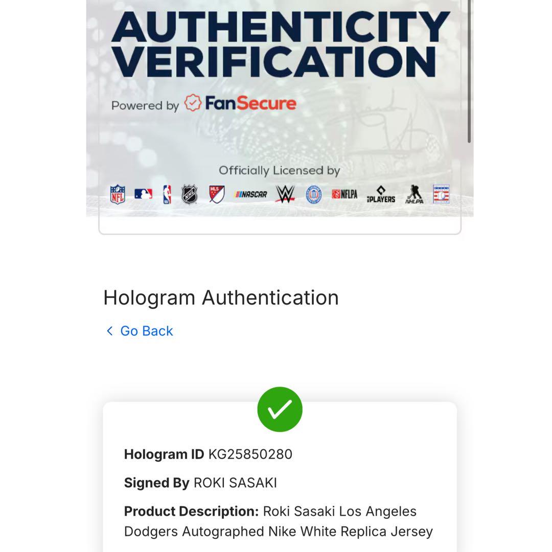 ドジャース 佐々木朗希 直筆サイン ユニフォーム MLB Fanatics