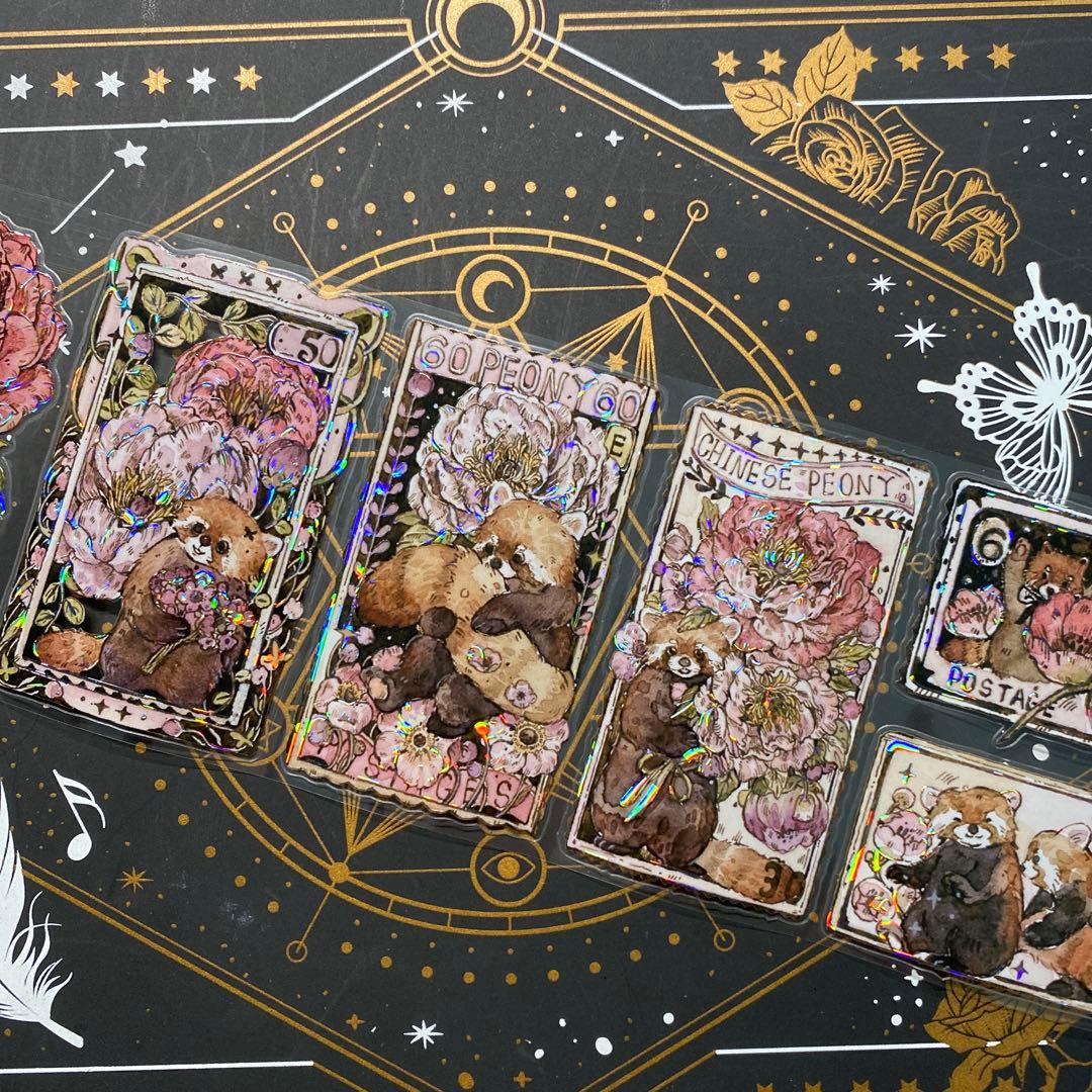 【9226】海外　貝殻光カッティング　マスキングテープ　アライグマ　お花　動物系