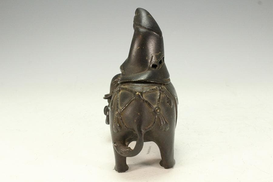 中国美術 古銅 象上達磨大師 香炉(K-XA806)