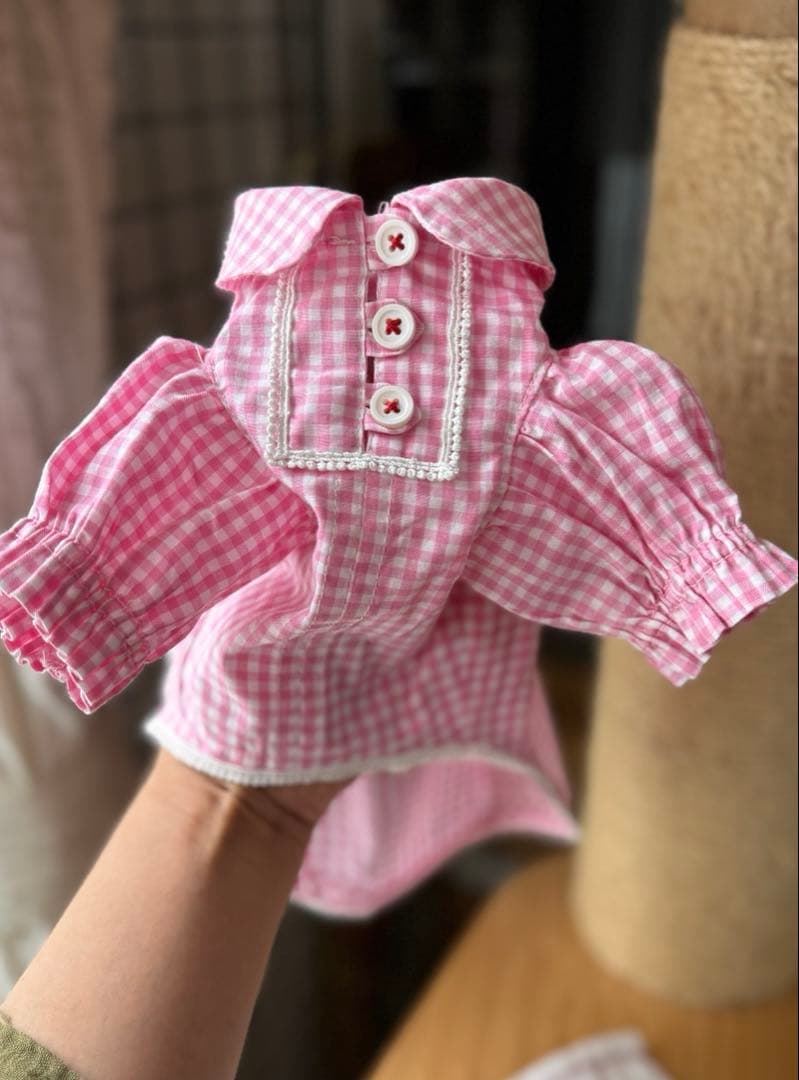 犬服 ギンガムワンピとエプロン