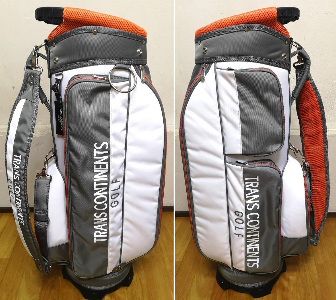 美品TRANS CONTINENTSのカート型キャディバッグ(グレーx白)