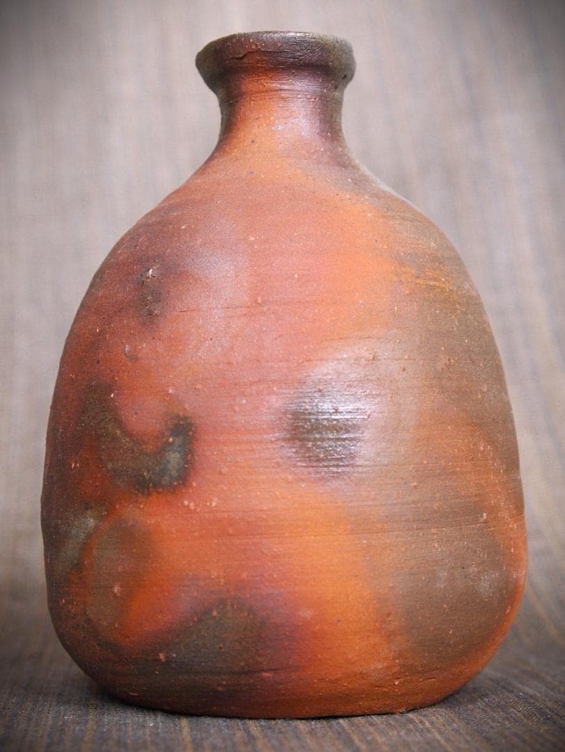 人気作家★中村和樹【師：中村真・中村六郎】★備前【窯変】徳利２★共箱・布