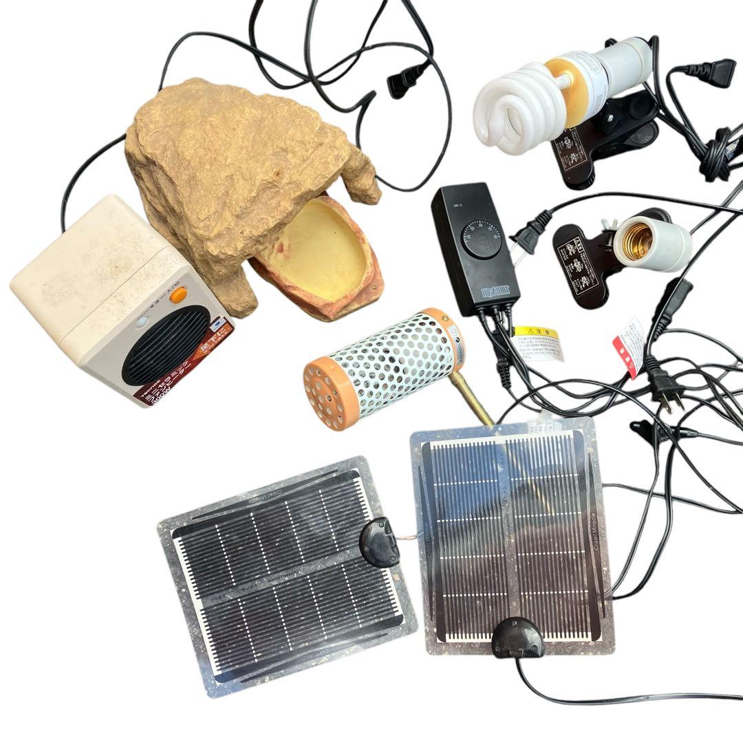 爬虫類飼育セット　ケージ　ヒーター　ライト　照明　サーモスタット　隠れ家等