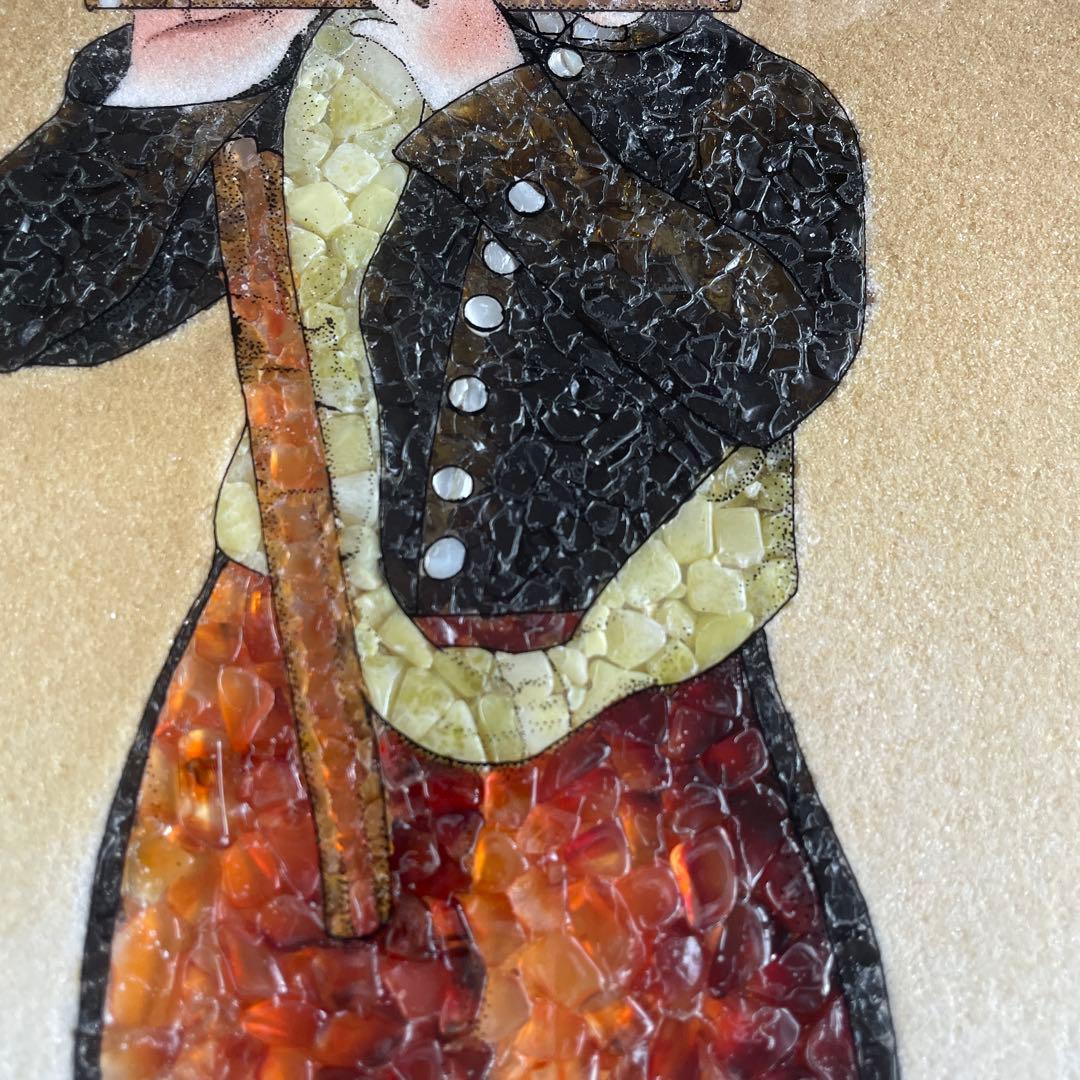 笛を吹く少年　天然大理石　プレミア品　額縁付