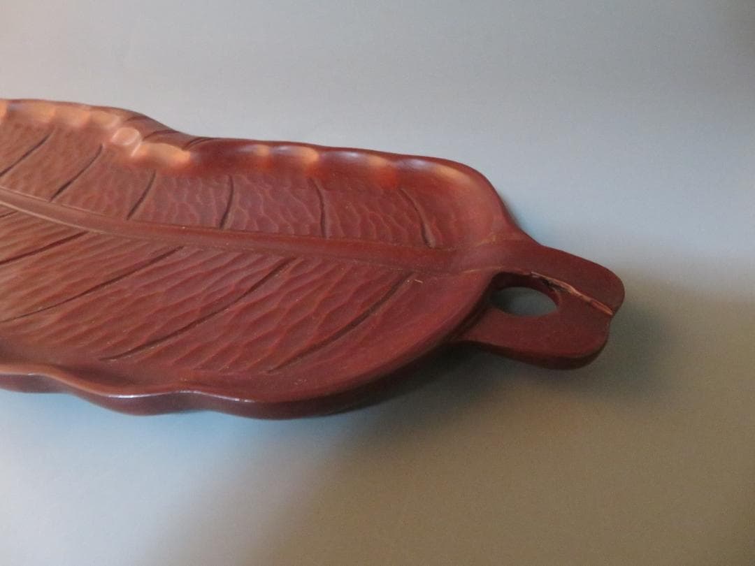 ◆400◆煎茶道具 煎盆 葉盆一文字 芭蕉葉盆(小) 花梨