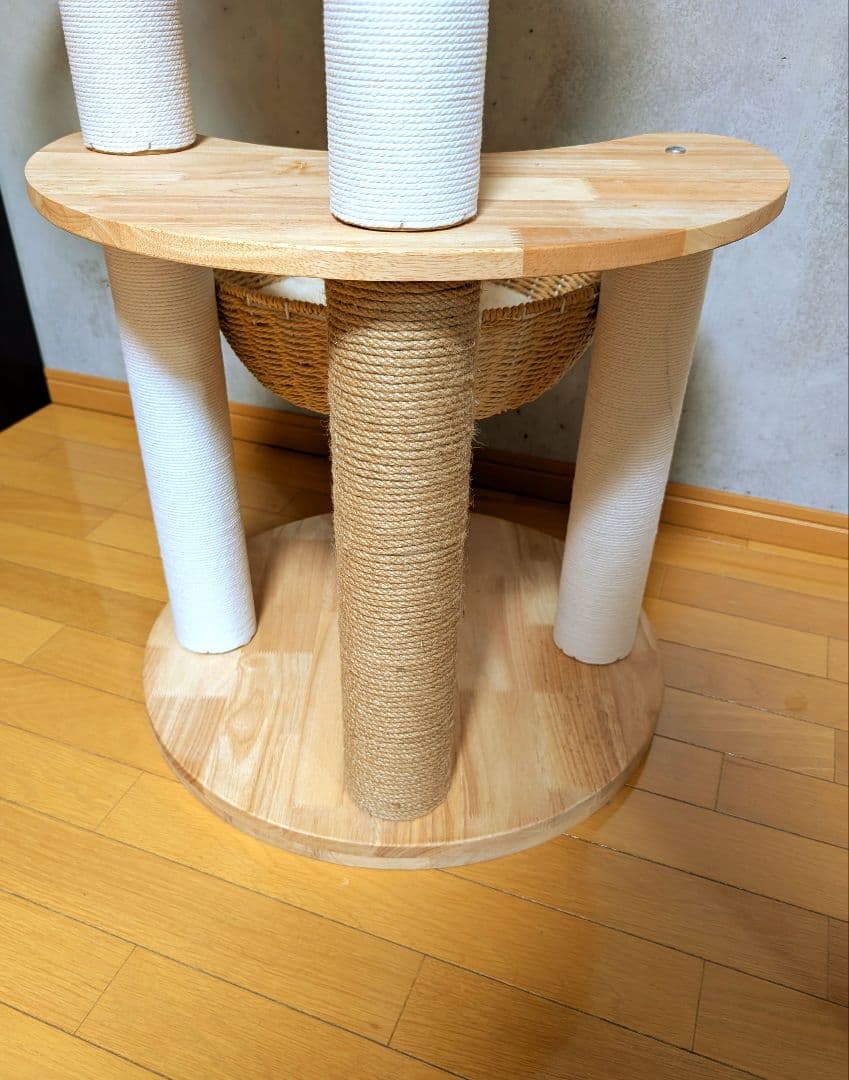 【未使用に近い】天然木 キャットタワー 宇宙船ボウル オプション有