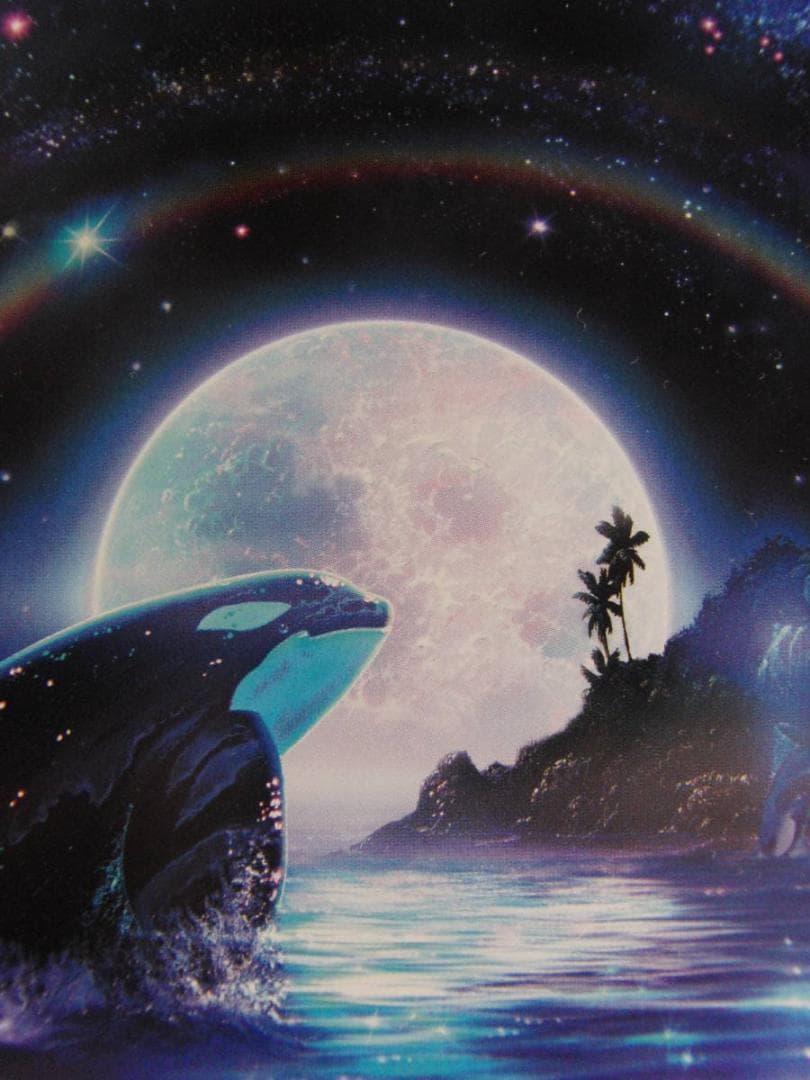 クリスチャン・ラッセン、【オルカムーン3】、希少な額装用画集より、状態良好