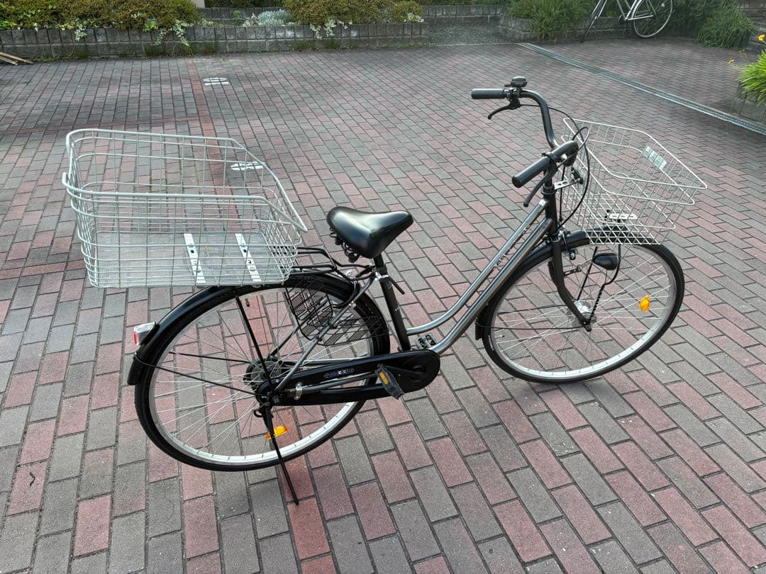 前後大型バスケット　お買い物仕様オートライトママチャリ(27㌅)お引取/配達可能
