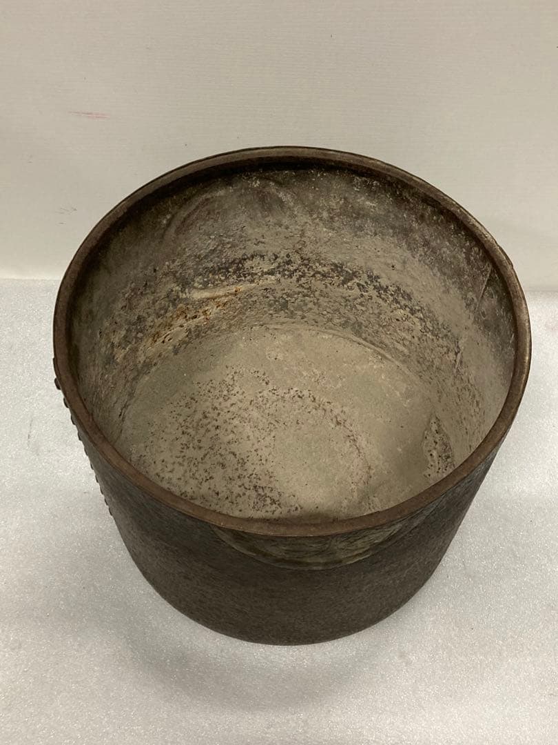 K)希少　時代物　レトロ　金塗り　火鉢　炭盆　鉄製　金属工芸　骨董品　古美術