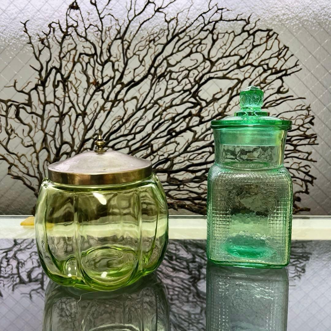 骨董　時代ガラス　希少　南京型　小振り　飴屋瓶　キャンディポット 小物入れ