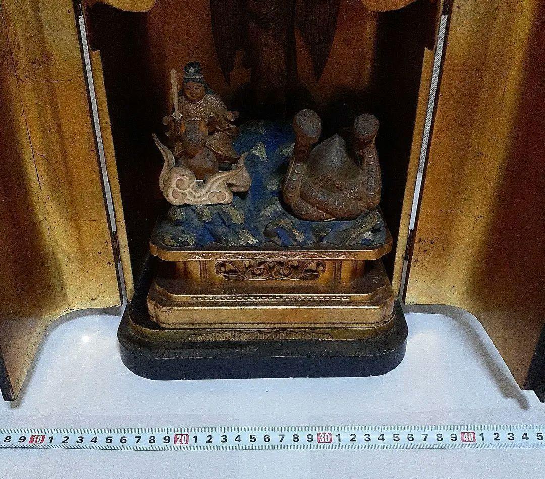 極逸品【護法魔王尊　荼枳尼天　双頭宝珠巳神】厨子　神像　仏像