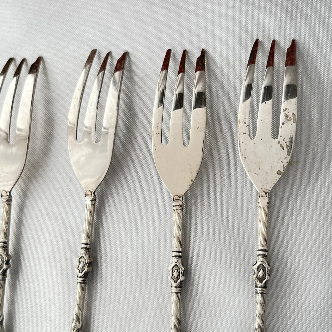 【ドイツ】 ケーキフォーク 6本 【シルバープレート】金彩風ケース