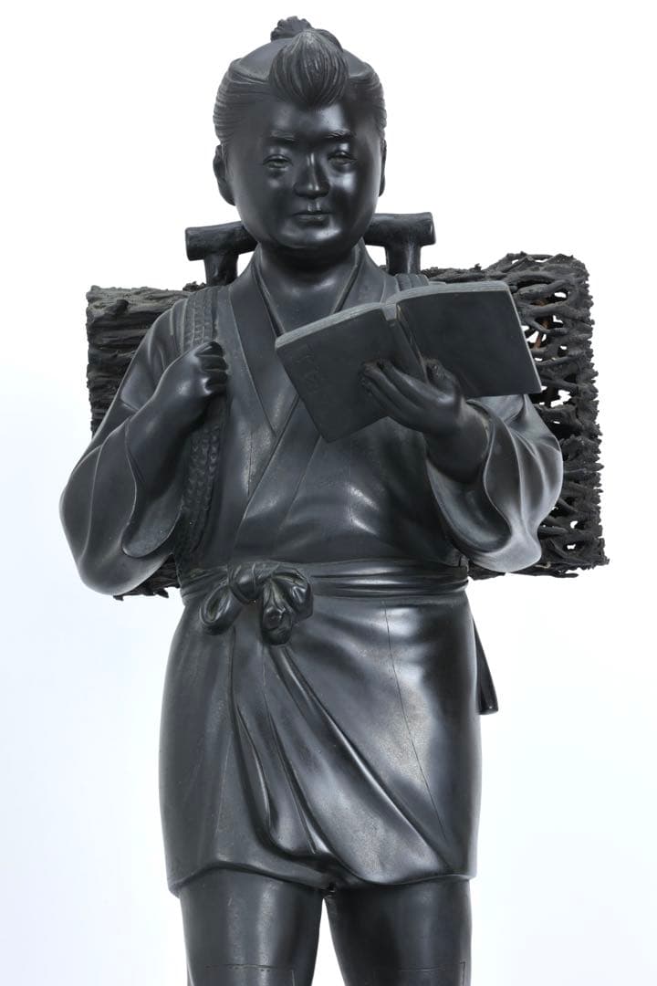 r*3様 二宮金次郎像 青銅製ブロンズ像 特大80cm 陽峰作 時代物 古美術