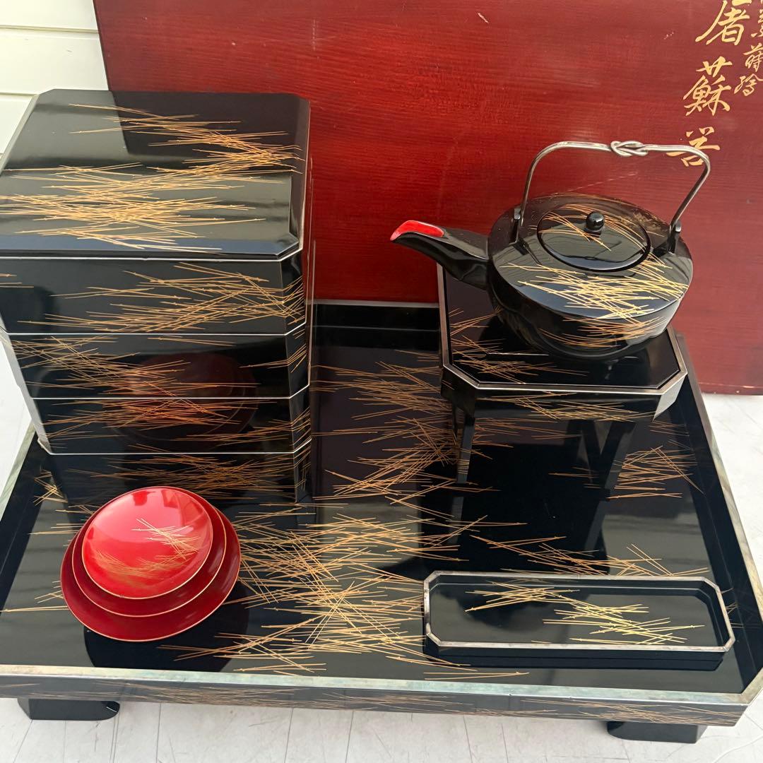 純銀■漆器　蒔絵　作家物　最上級　お正月　おとそ　重箱