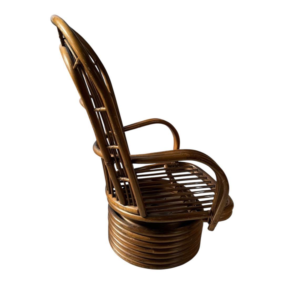 昭和レトロ 古家具 回転式ラタンチェア