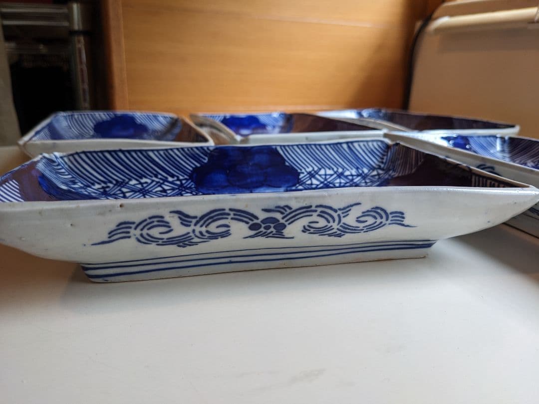 古伊万里　べろ藍　長角皿　5枚