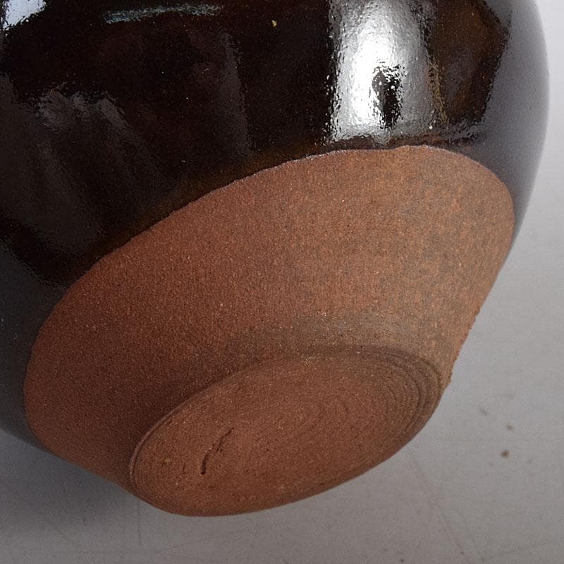 茶道具　京焼　清閑寺窯　杉田祥平造　国司茄子　茶入　仕覆付　共箱　V　8093