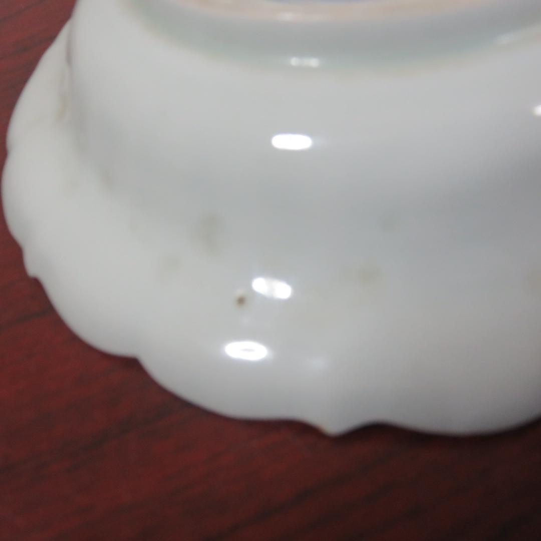 染付皿 中皿 3枚 鳥文 花文 岩文 花弁縁 明治 大正 五寸皿 美品