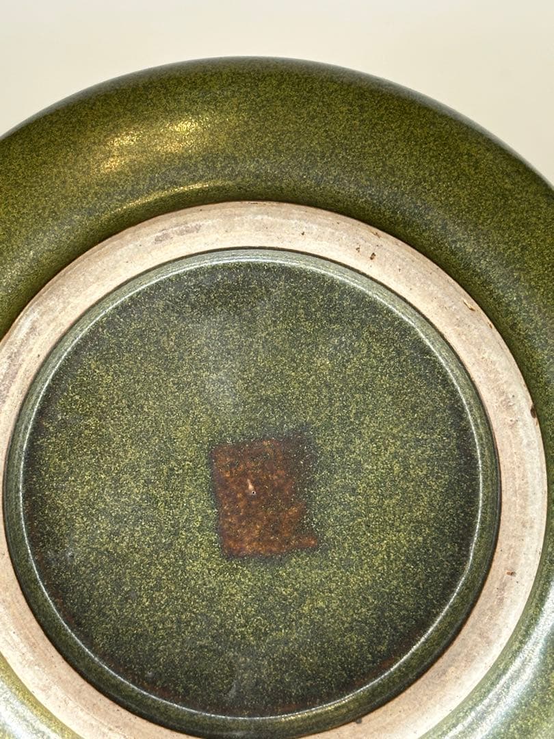 中国 清代光緒期 茶葉末釉 筆洗 オリーブ釉 文房 古美術 骨董品