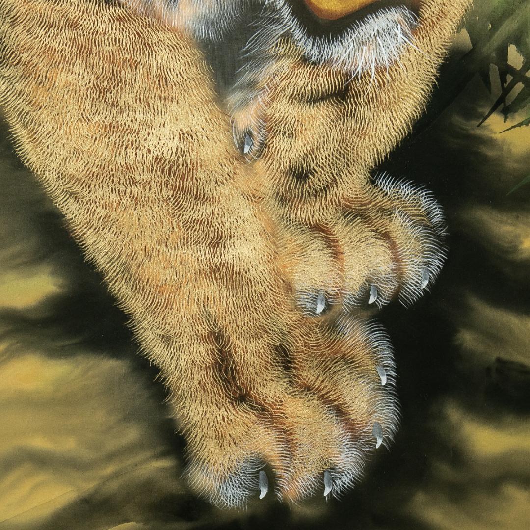 掛軸-1705　斎藤白揚　猛虎　共箱　総幅９７センチの大幅