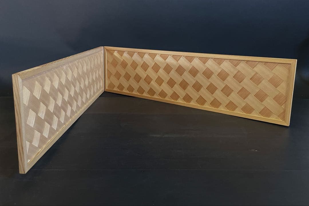 「祖」 網代 風炉先屏風 杉枠 八寸 紙箱 茶道具 （109①）