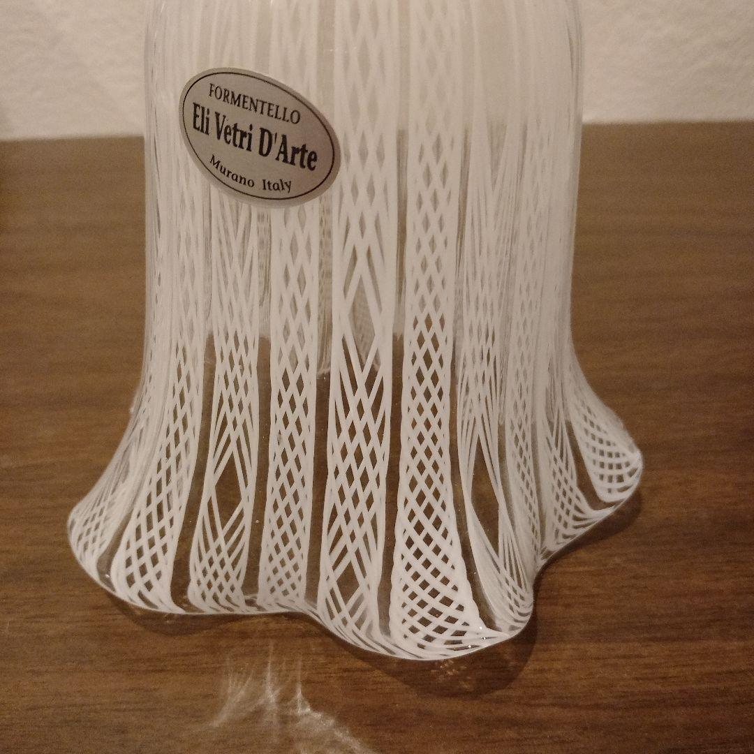 ベネチアンガラス　ムラノ　MURANO　ランプシェード　白　レース　インテリア