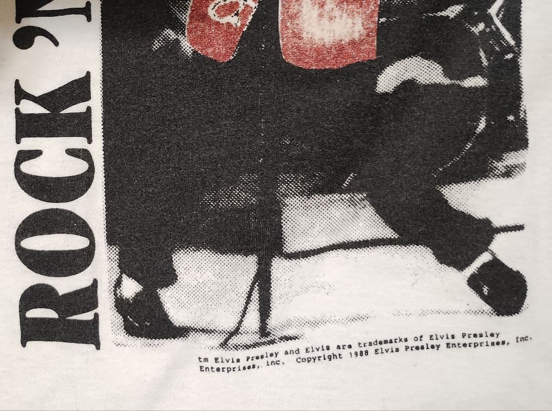 エルビス・プレスリー 1988 R&R ビンテージ モノクロラメ Tシャツ XL