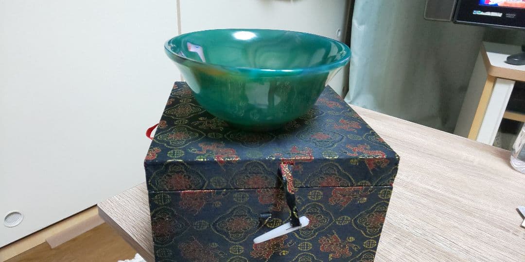 天然メノウ 緑瑪瑙椀 抹茶椀