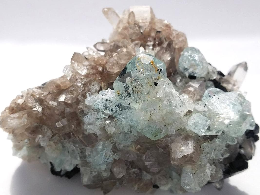 334 宝石質 クラスター アクアマリン スモーキークォーツ トルマリン