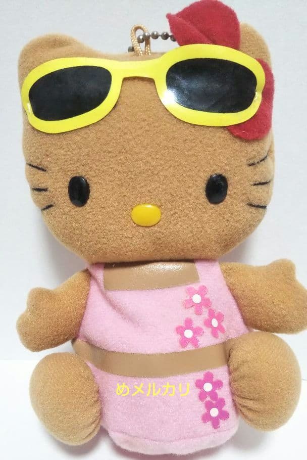 サンリオ ハローキティ 日焼けキティ ぬいぐるみポーチ型ケースキーホルダー