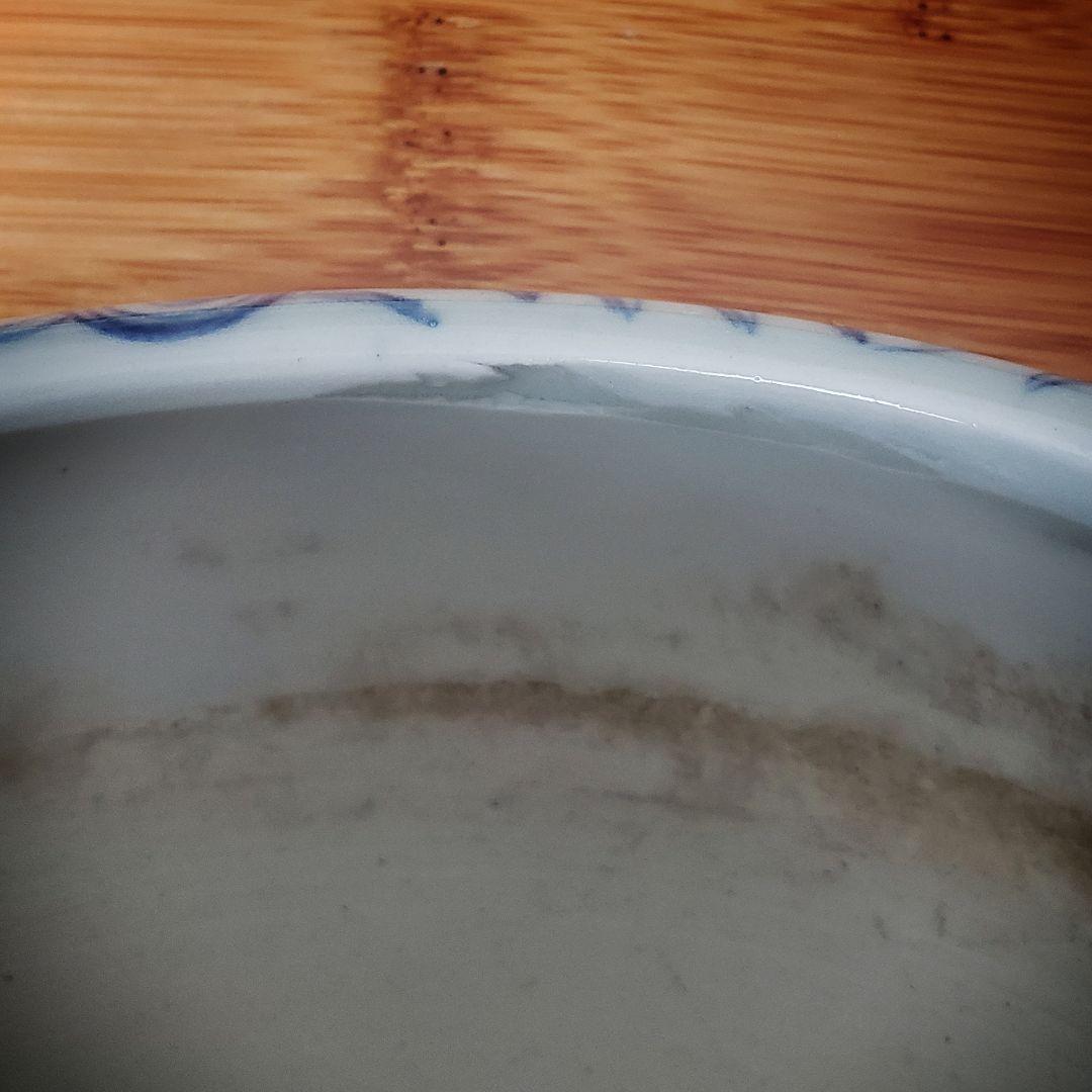 手火鉢　手炙り　火鉢　水鉢　植木鉢カバー　染付　線画　線描　古伊万里