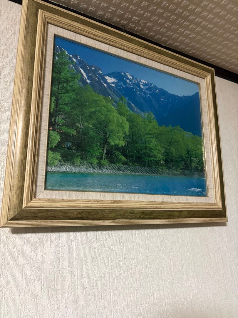 山と湖の風景画 中サイズ 木製フレーム