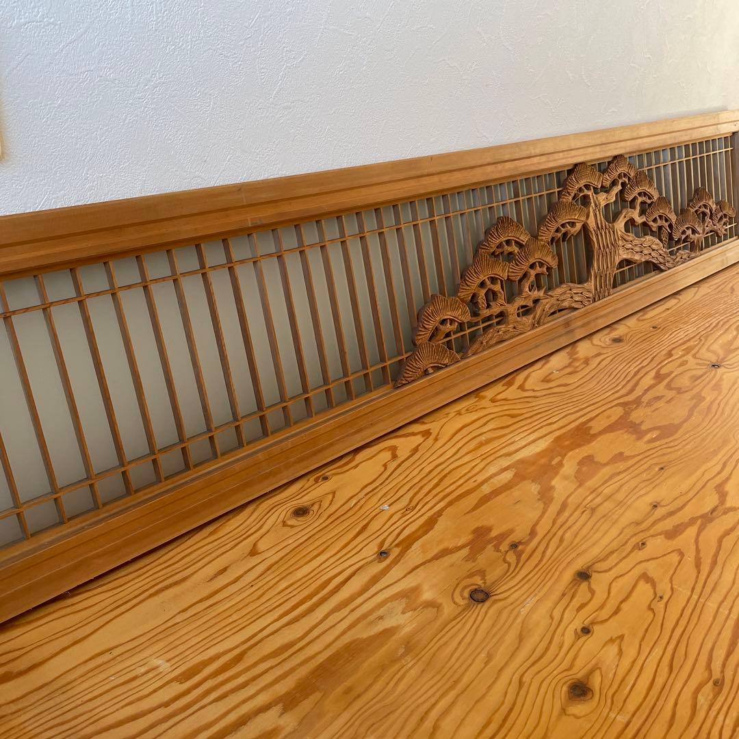 欄間 松　彫刻　すりガラス　建具　らんま