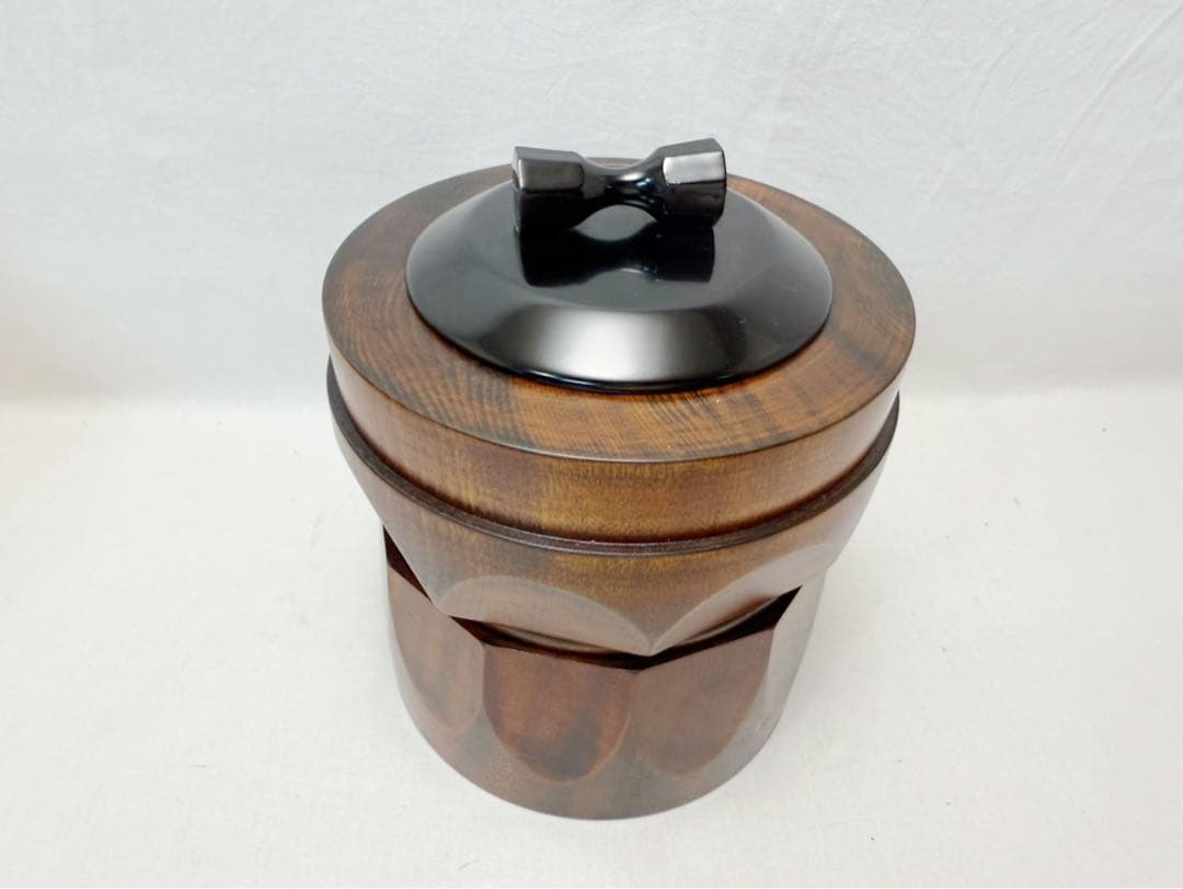 未使用 茶道具 熊谷秀穗作 天然木製 臼型 水指 一燈好写 茶懐石 水差し共箱