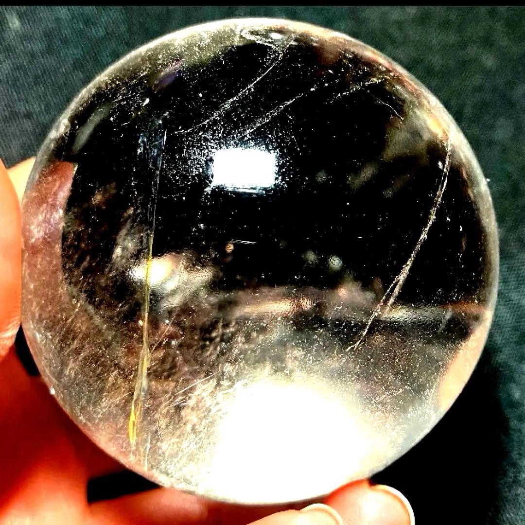 超大玉　67mm 満点星ヘアルチルクォーツ　丸玉　スフィア　パワーストーン