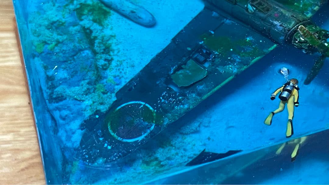 珊瑚の海に眠る零戦　レジン　ジオラマ