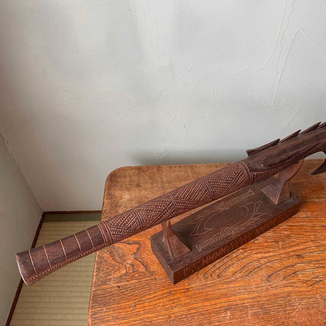 木製　木彫り　棍棒　サモア　刀掛け　土台つき　ニフォ・オティ　武器　コスプレ