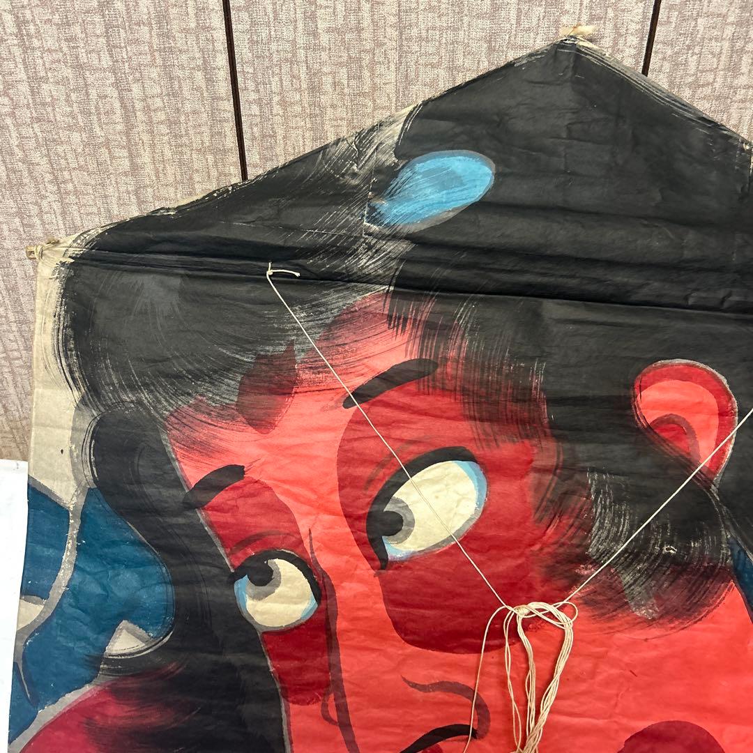 白根大凧　和風 六角形 凧 赤い顔の男　レトロ