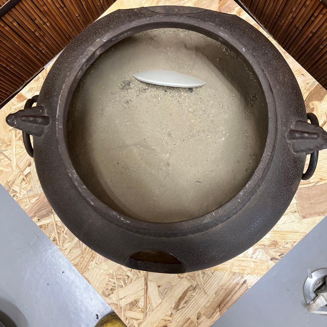 茶道具　黒鋼　炉➕釜セット　N1036RK