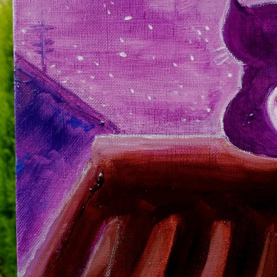 油絵　専用　屋根の上の二ひきの世界