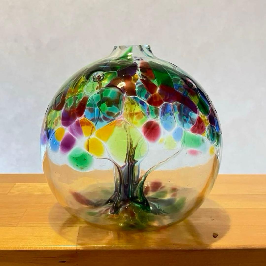 ガラス美術品　宙吹きガラス　オブジェ　インテリア　花瓶