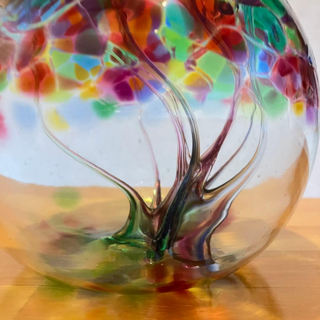 ガラス美術品　宙吹きガラス　オブジェ　インテリア　花瓶