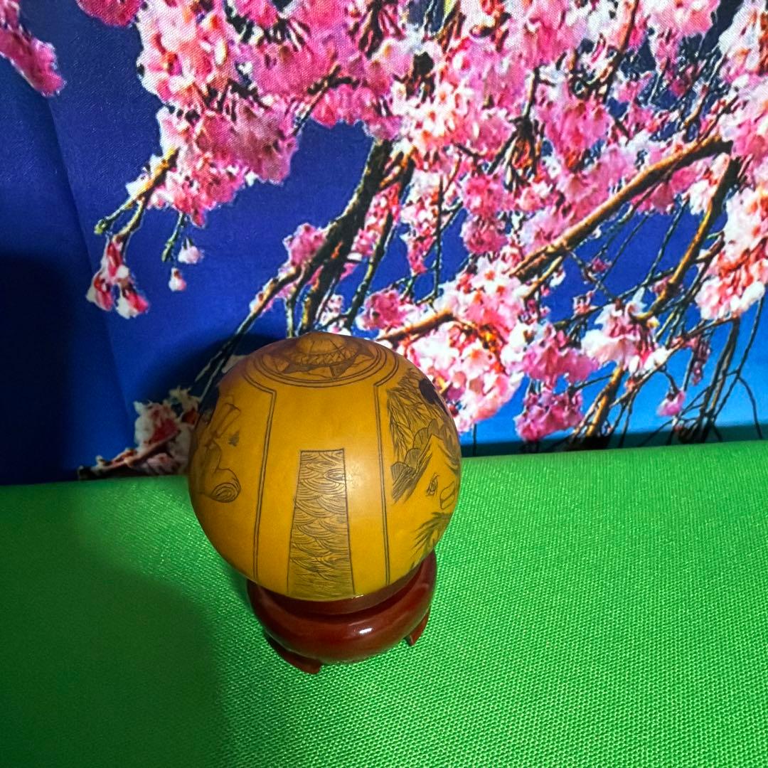 ひょうたん手彫り 仕女図 古美術 工芸品 飾り