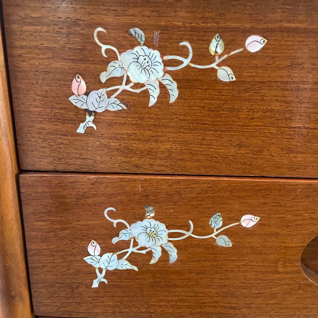 螺鈿細工 らでんざいく 小箪笥 5段チェスト 花梨 アンティーク 骨董品