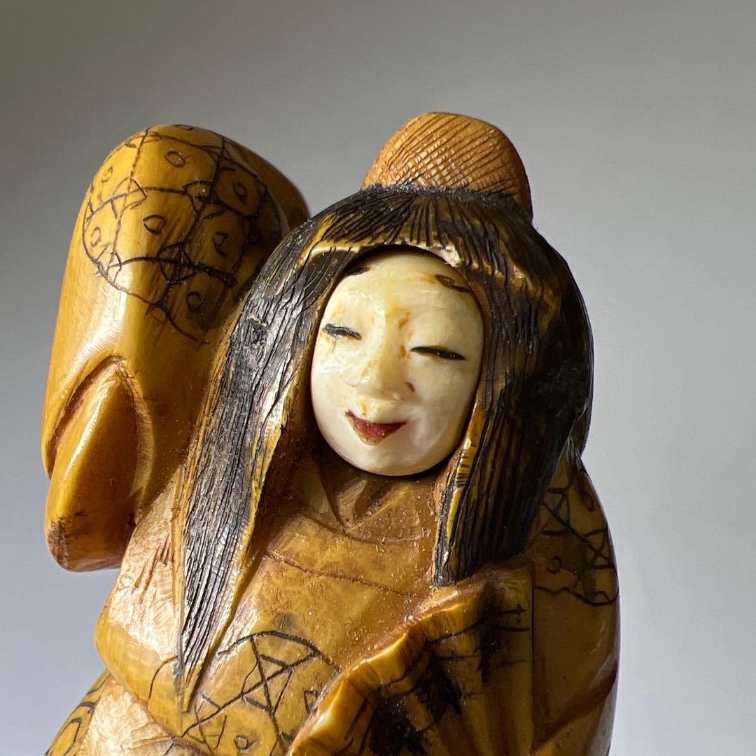 極上からくり人物根付　木箱付　41g 東Y8-0206☆2F