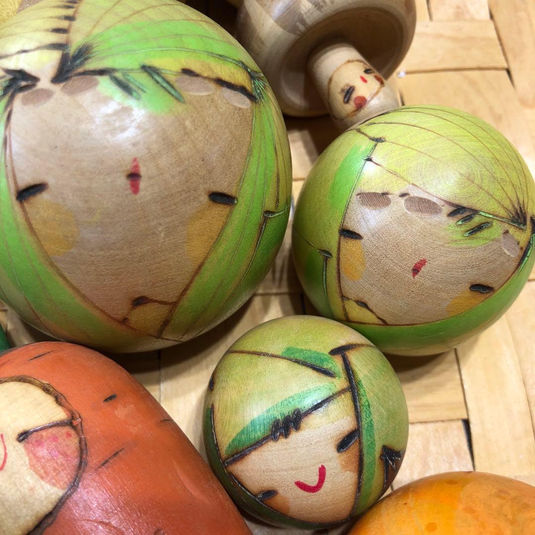 ひろえこけし 創作こけし 野菜 果物 14個